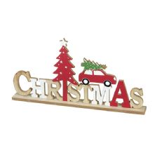 WOODEN CHRISTMAS SIGN WITH CAR